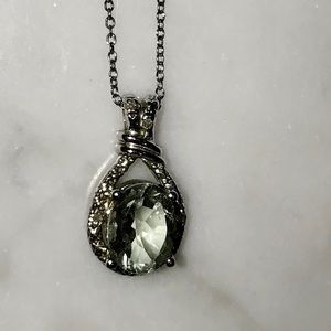 Szul green amethyst and diamond pendant